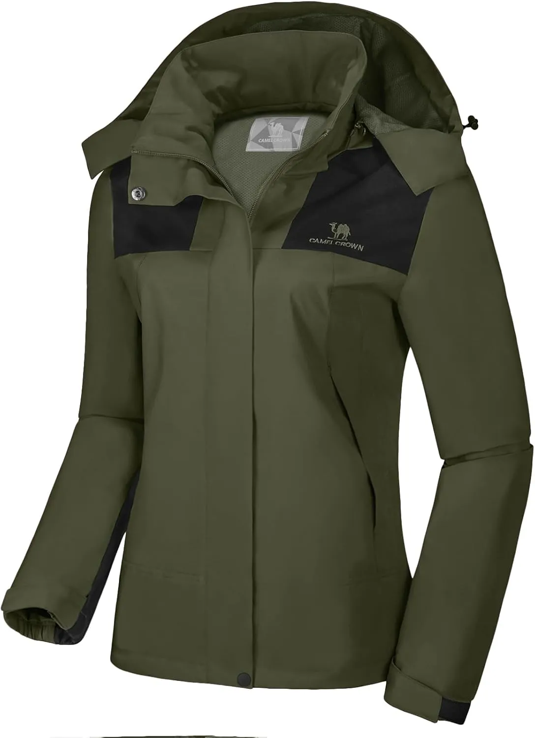CAMELSPORTS Women's Rain Jacket Waterproof Hooded Windbreaker Windproof Lightweight Shell Raincoat for Outdoor Hiking