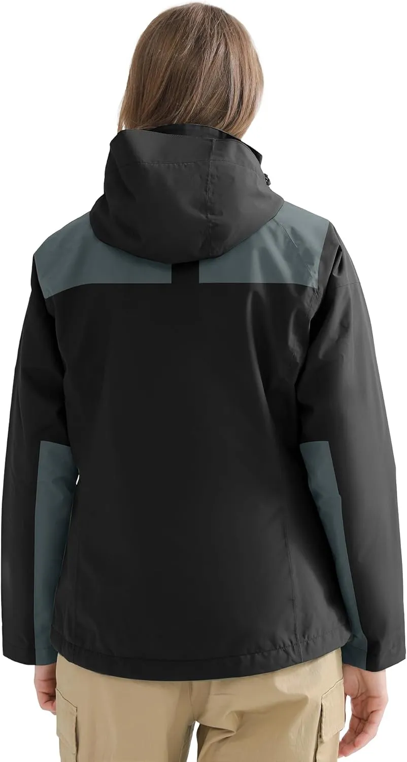 CAMELSPORTS Women's Rain Jacket Waterproof Hooded Windbreaker Windproof Lightweight Shell Raincoat for Outdoor Hiking