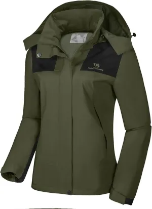 CAMELSPORTS Women's Rain Jacket Waterproof Hooded Windbreaker Windproof Lightweight Shell Raincoat for Outdoor Hiking