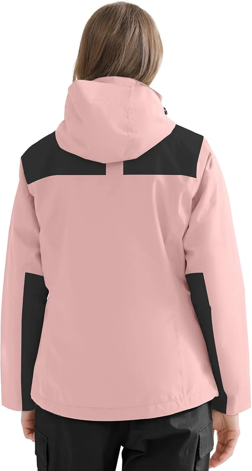 CAMELSPORTS Women's Rain Jacket Waterproof Hooded Windbreaker Windproof Lightweight Shell Raincoat for Outdoor Hiking