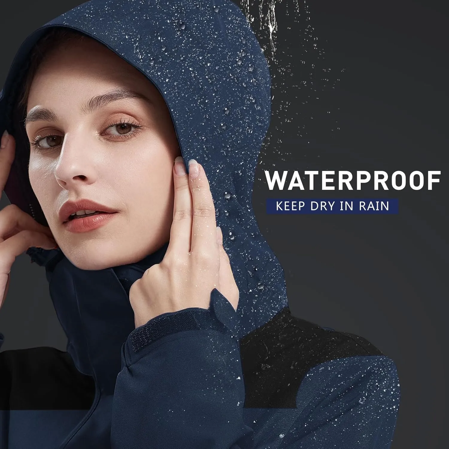 CAMELSPORTS Women's Rain Jacket Waterproof Hooded Windbreaker Windproof Lightweight Shell Raincoat for Outdoor Hiking
