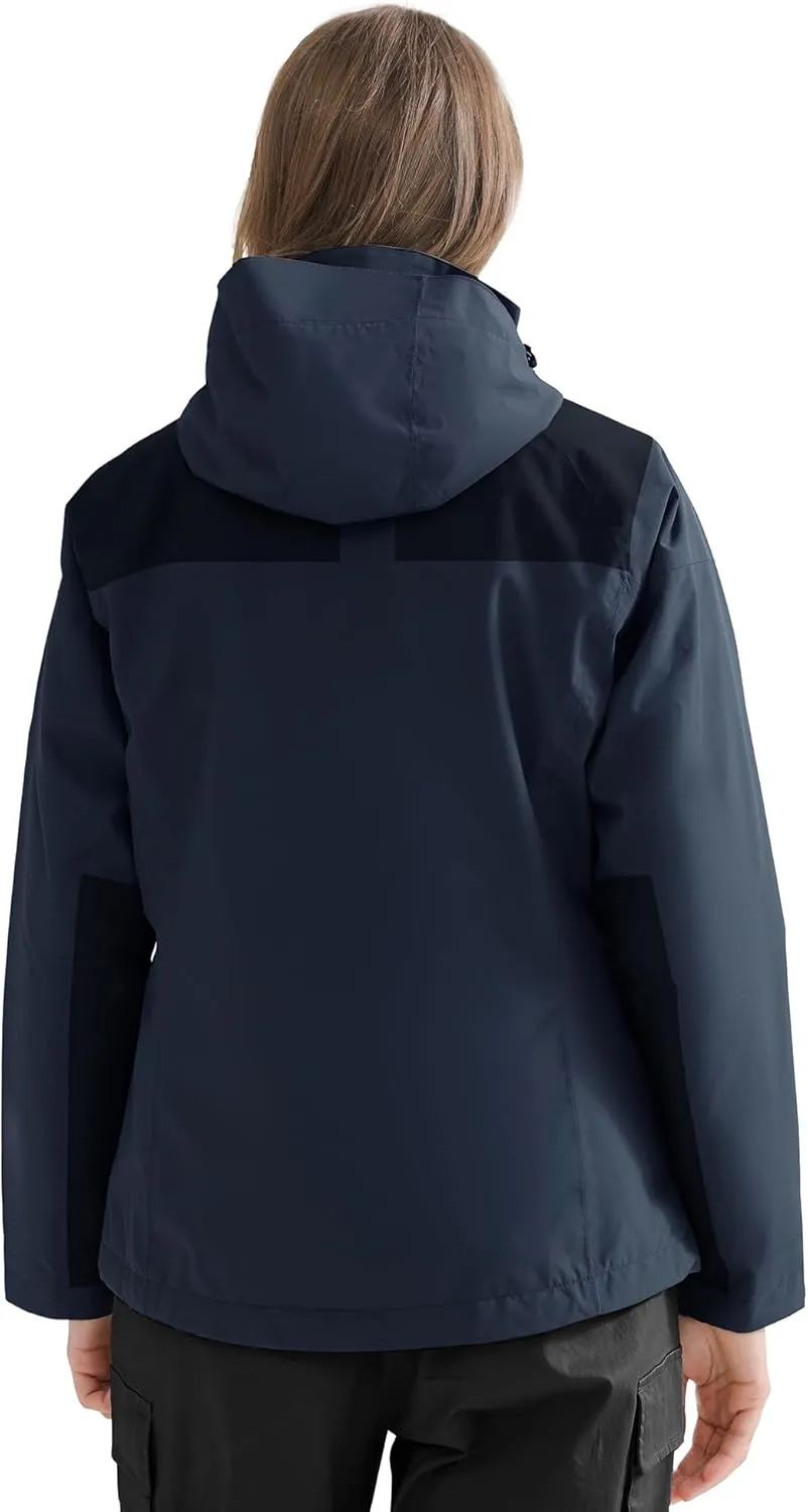 CAMELSPORTS Women's Rain Jacket Waterproof Hooded Windbreaker Windproof Lightweight Shell Raincoat for Outdoor Hiking
