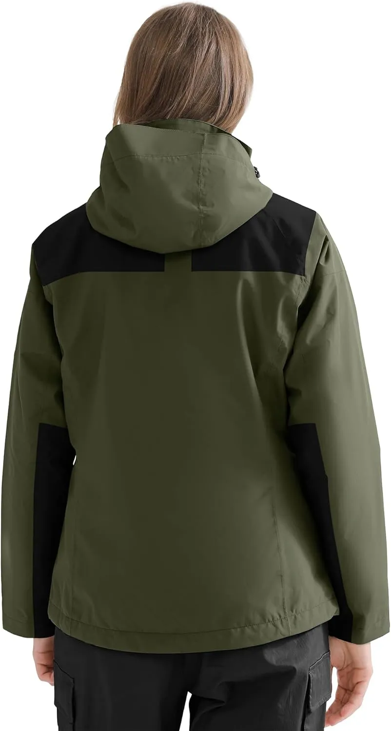 CAMELSPORTS Women's Rain Jacket Waterproof Hooded Windbreaker Windproof Lightweight Shell Raincoat for Outdoor Hiking