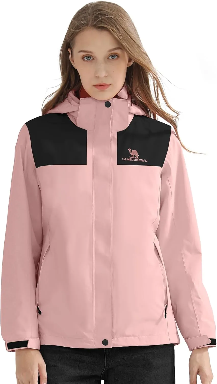 CAMELSPORTS Women's Rain Jacket Waterproof Hooded Windbreaker Windproof Lightweight Shell Raincoat for Outdoor Hiking