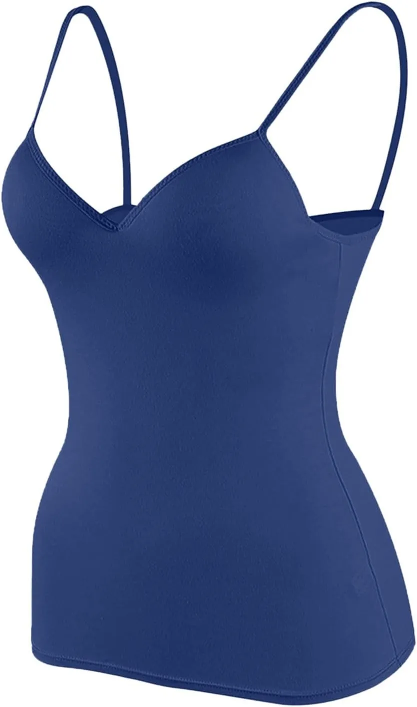 Camisole Tops for Women Wtih Shelf Bra Spaghetti Strap Yoga Shirt Basic Breathable Tank Top Layer Padded Bra