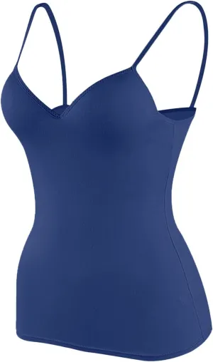 Camisole Tops for Women Wtih Shelf Bra Spaghetti Strap Yoga Shirt Basic Breathable Tank Top Layer Padded Bra