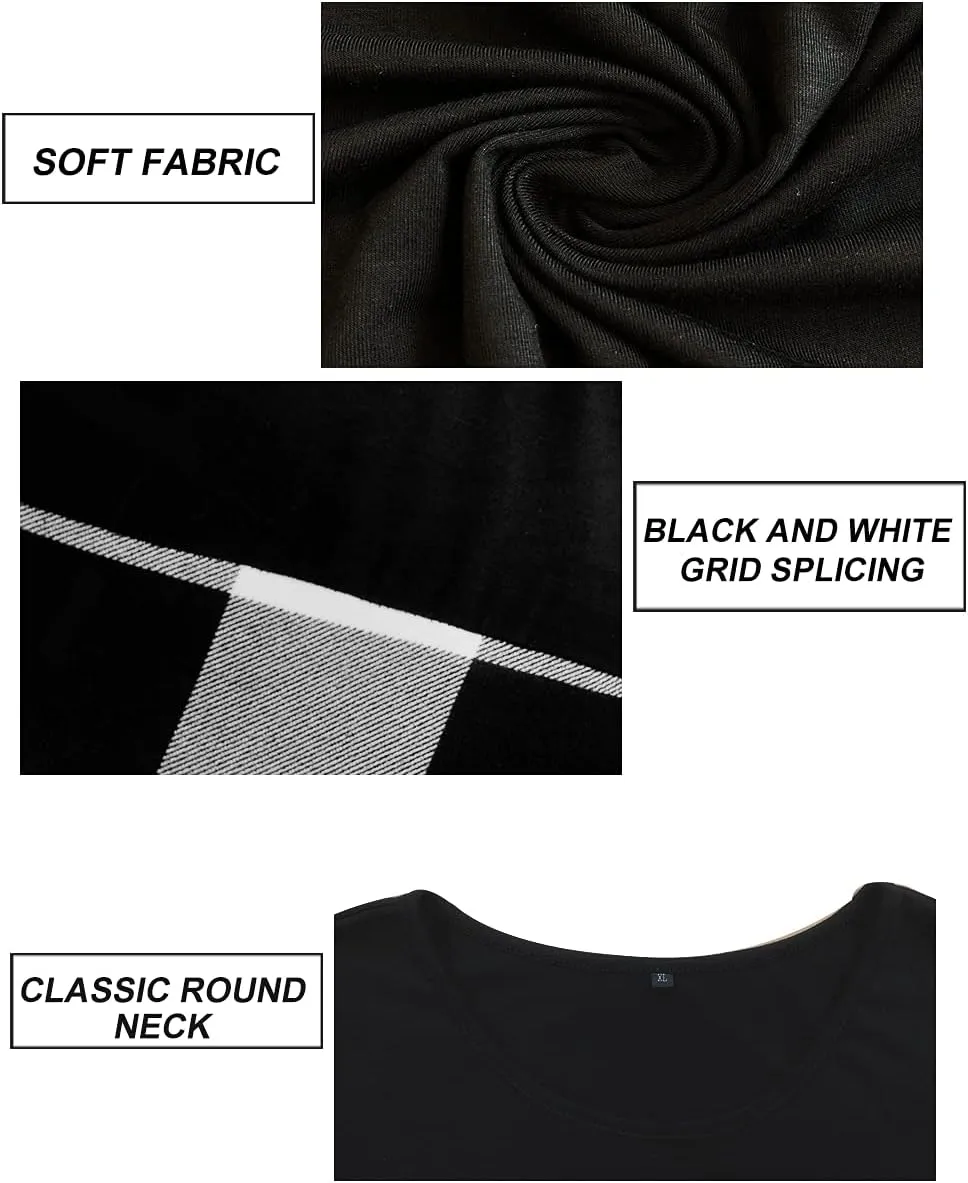 CARCOS Plus Size Tops for Women Color Block Flower/Striped/Camo Crew Neck Long Sleeve Tee Shirt