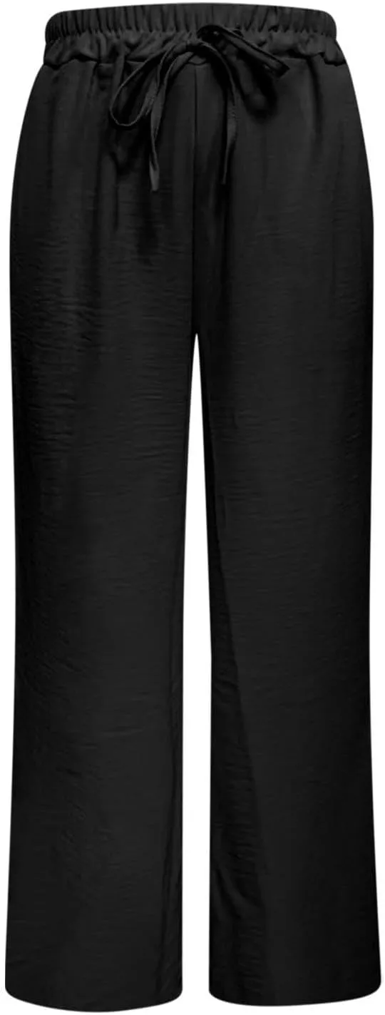 Casual Wide Leg Pants for Women Elastic High Waist Breathable Palazzo Pants Baggy Drawstring Comfy Ice Silk Trousers