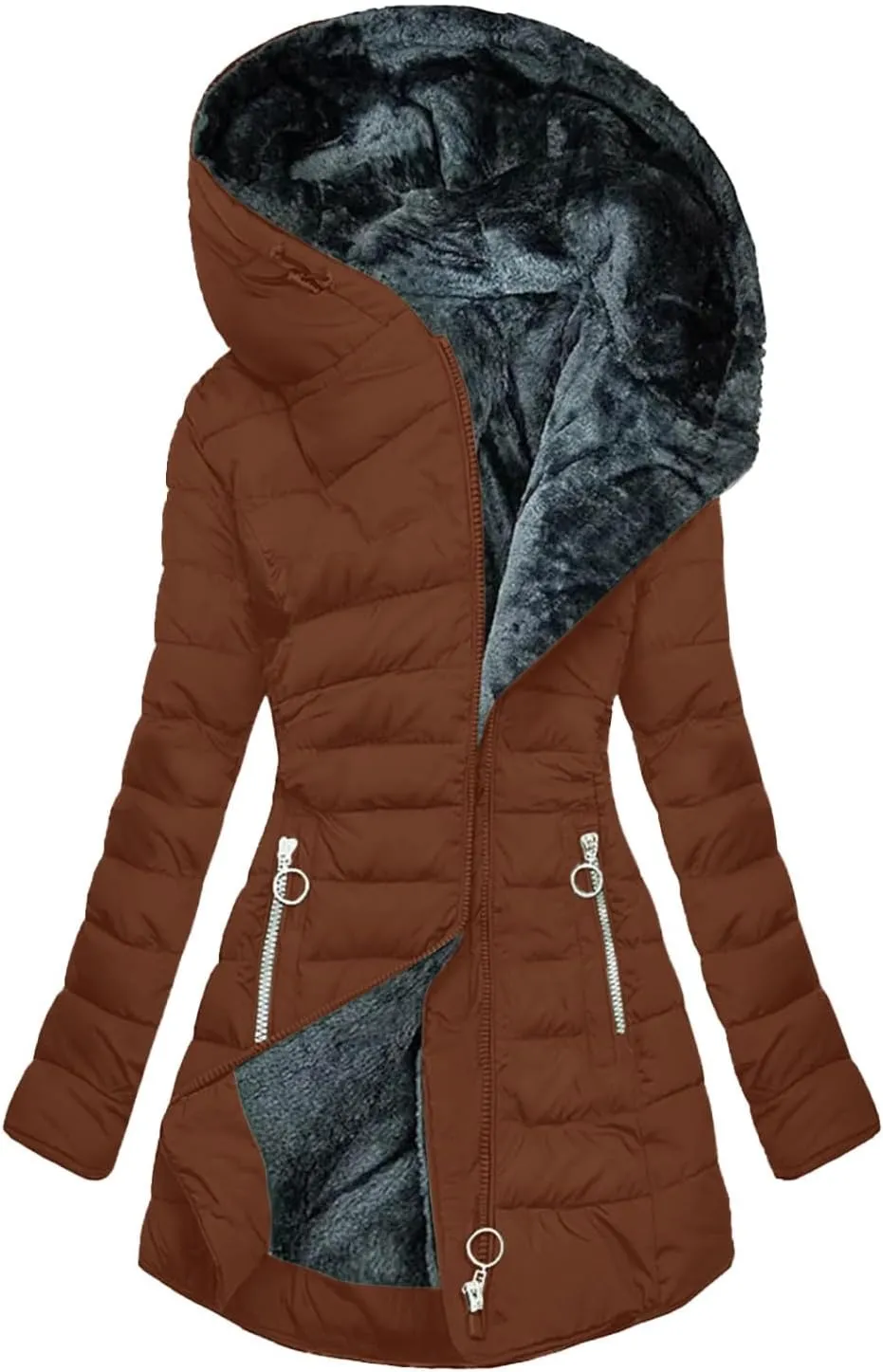 Ceboyel Womens Puffer Down Jacket 2024 Warm Winter Coats Jackets Hooded Thicken Parkas Plus Size Trendy Clothing With Hood