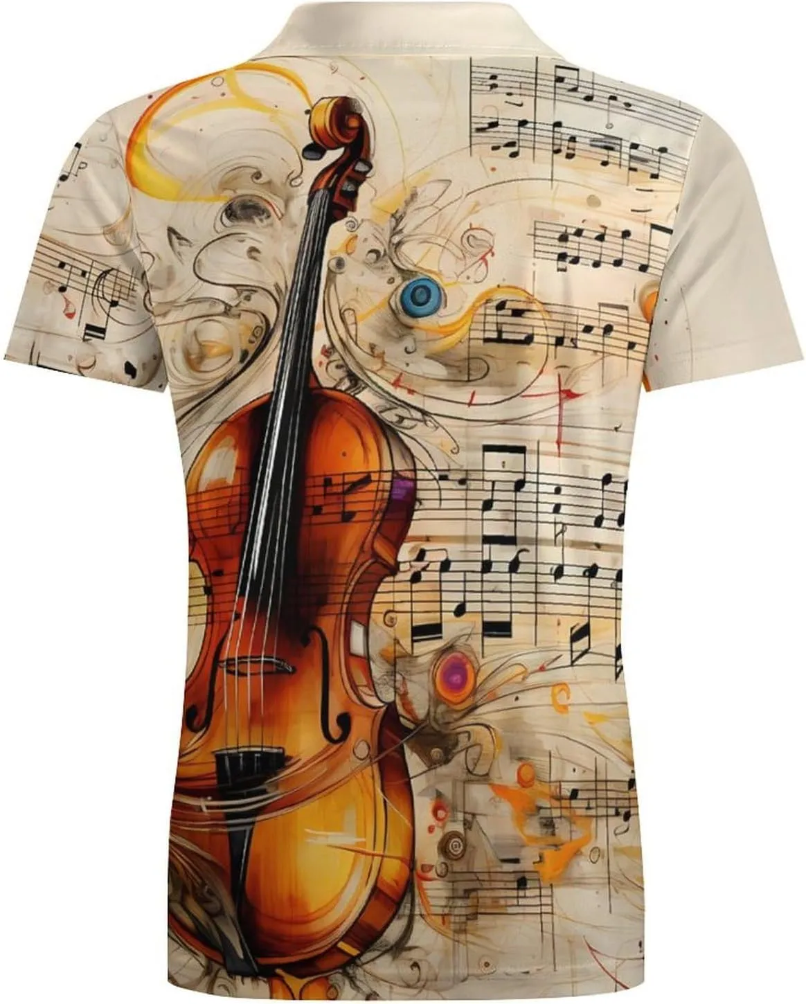 Cello Music Notes Men's Polo Shirt Short Sleeve Casual Athletic Quick Dry Golf T-Shirts