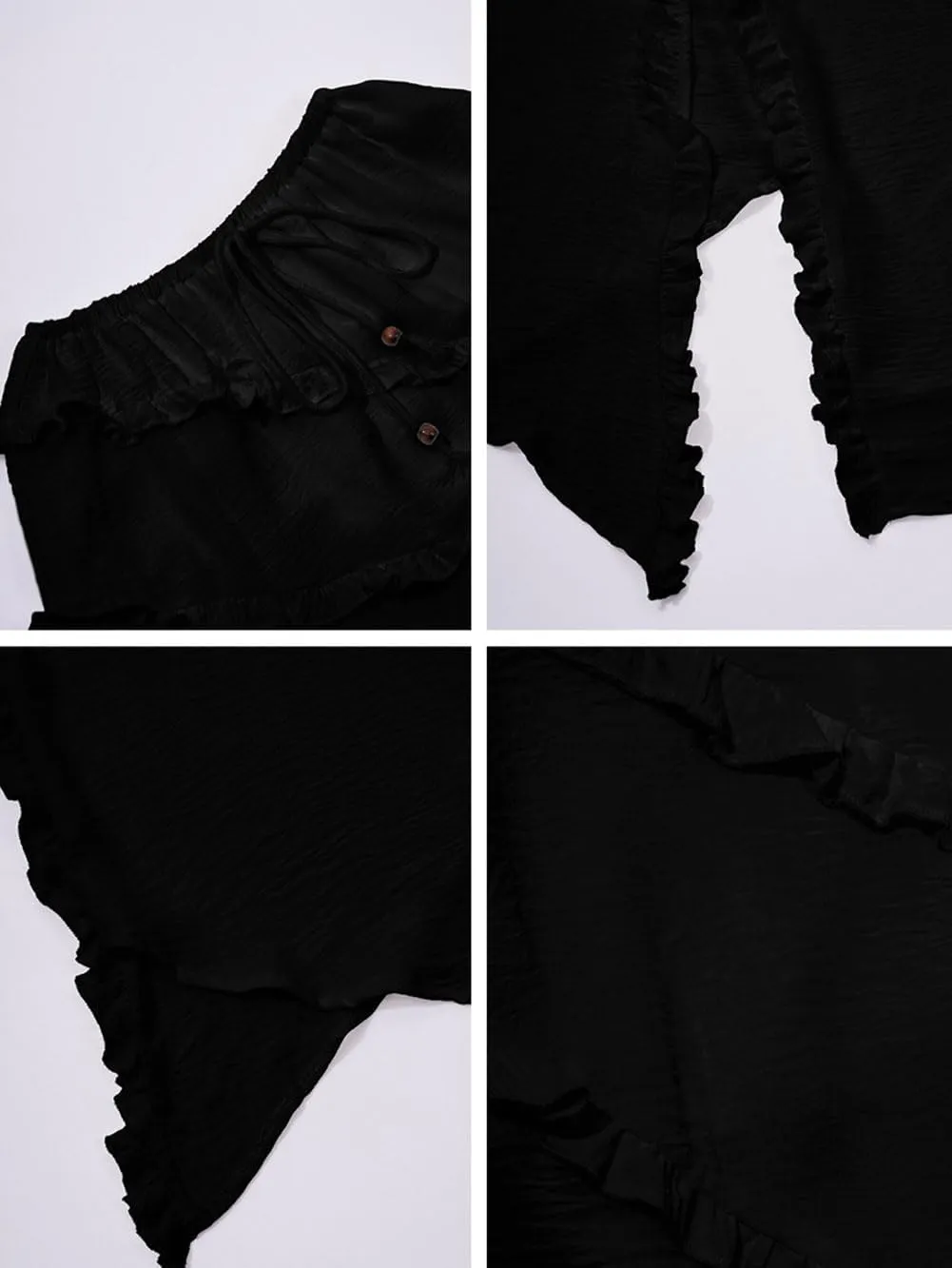 CHARTOU Split Boho Ruffle Skirt for Women Asymmetrical Summer Vacation Long Skirt