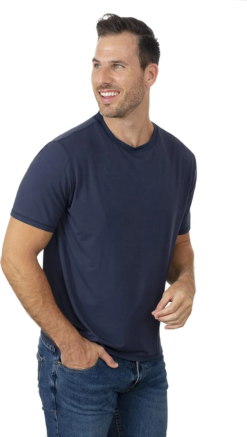 Chill Boys Soft Viscose from Bamboo T-Shirt for Men with Short Sleeve - Plain T-Shirt with Cool Performance and Crew Neck Tee