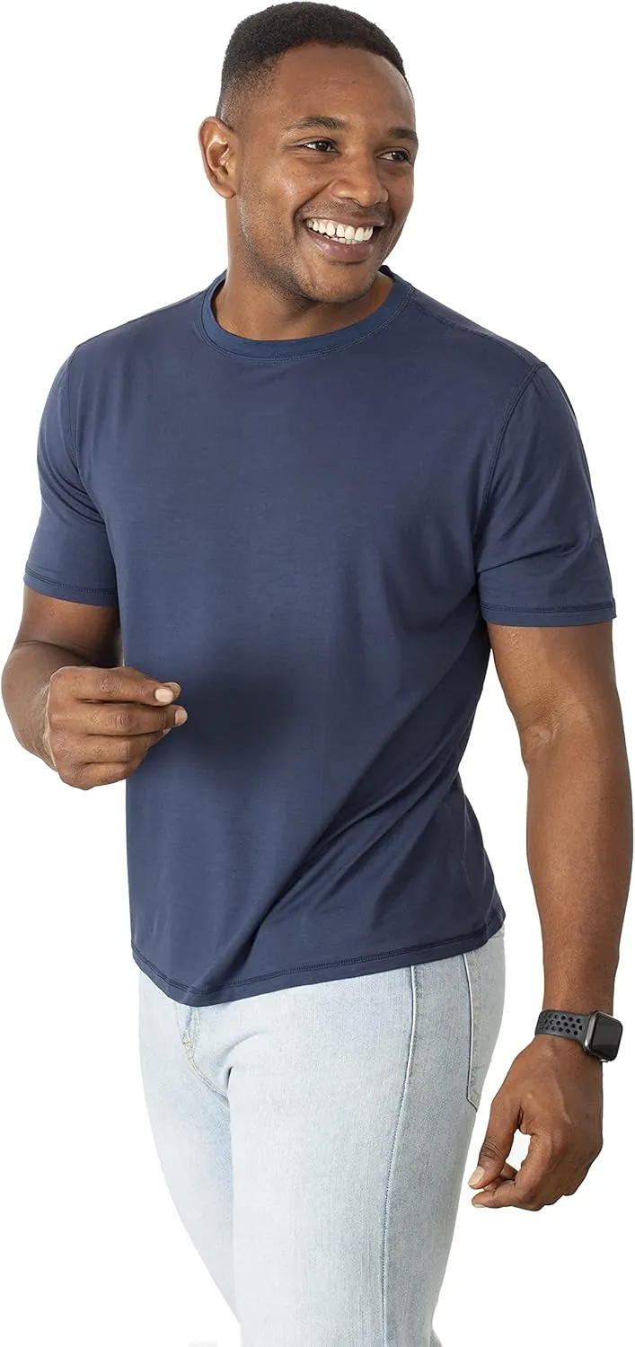 Chill Boys Soft Viscose from Bamboo T-Shirt for Men with Short Sleeve - Plain T-Shirt with Cool Performance and Crew Neck Tee