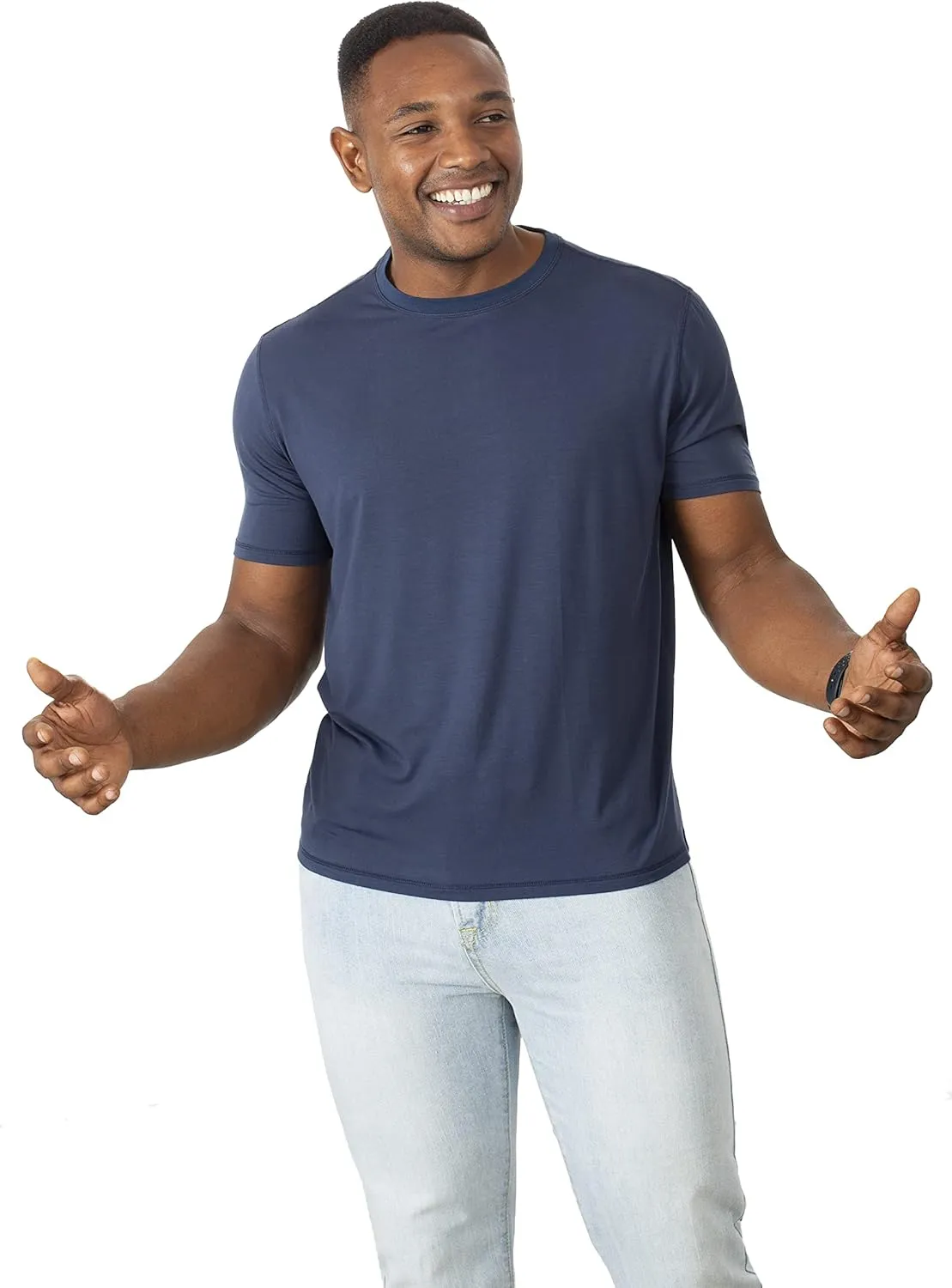Chill Boys Soft Viscose from Bamboo T-Shirt for Men with Short Sleeve - Plain T-Shirt with Cool Performance and Crew Neck Tee