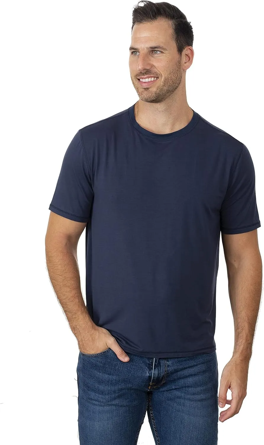 Chill Boys Soft Viscose from Bamboo T-Shirt for Men with Short Sleeve - Plain T-Shirt with Cool Performance and Crew Neck Tee