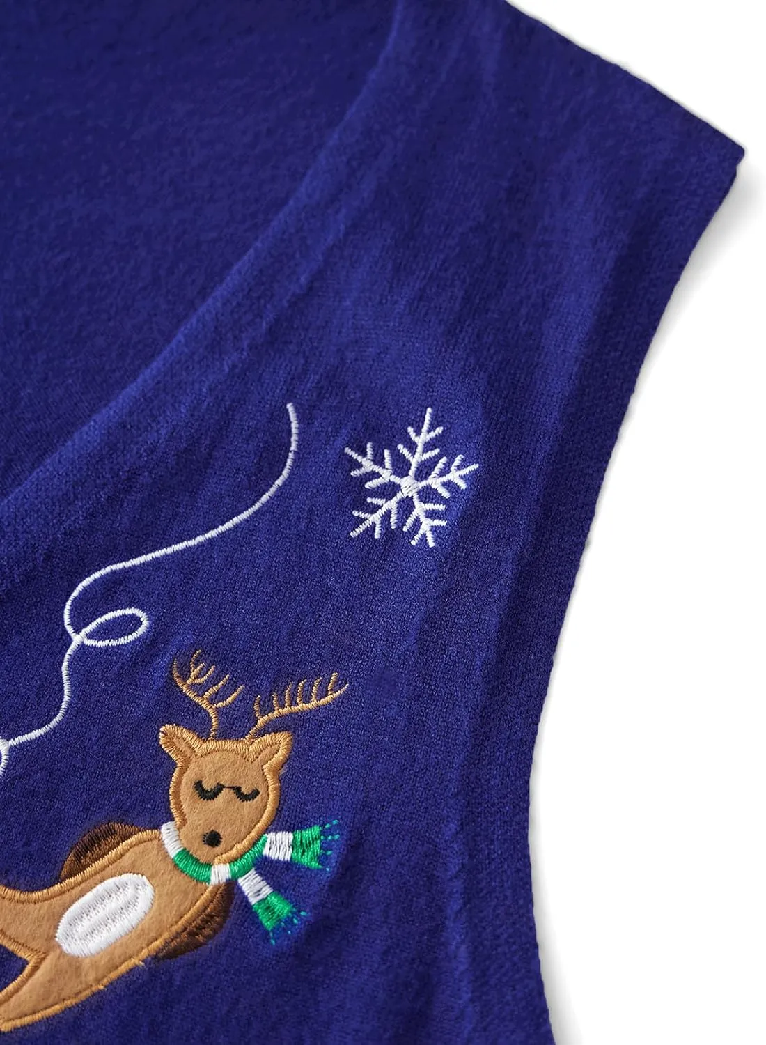 Christmas Vest for Women Reindeer Santa Snowman Embroidery Sweater Sleeveless Ugly Xmas Knit Tank Top