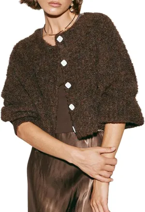 Chvity Chunky Cardigan Sweaters for Women Trendy Open Front Button Down Knit Sweater Jacket Long Sleeve Cropped Cardigan