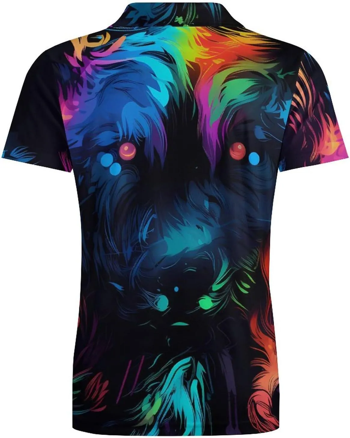 Colorful Wolf Men's Polo Shirt Short Sleeve Casual Athletic Quick Dry Golf T-Shirts