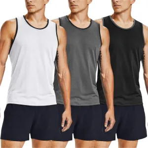 COOFANDY Men's Athletic Running Tank Tops 3 Pack Sleeveless Workout Gym Shirts Muscle Tee Casual Beach T Shirt