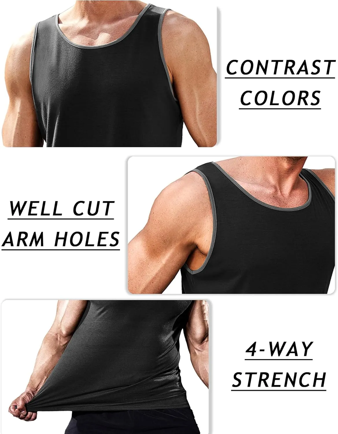 COOFANDY Men's Athletic Running Tank Tops 3 Pack Sleeveless Workout Gym Shirts Muscle Tee Casual Beach T Shirt
