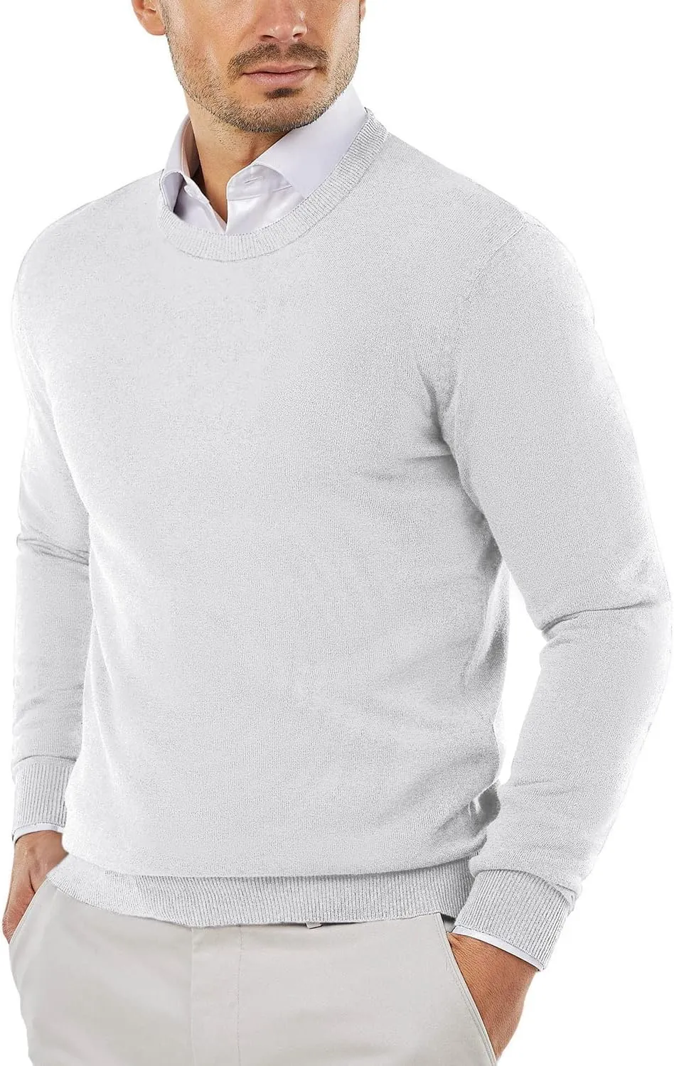 COOFANDY Men's Crew Neck Sweater Slim Fit Lightweight Sweatshirts Knitted Pullover for Casual Or Dressy Wear