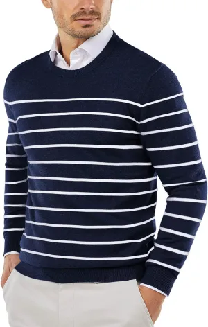 COOFANDY Men's Crew Neck Sweater Slim Fit Lightweight Sweatshirts Knitted Pullover for Casual Or Dressy Wear