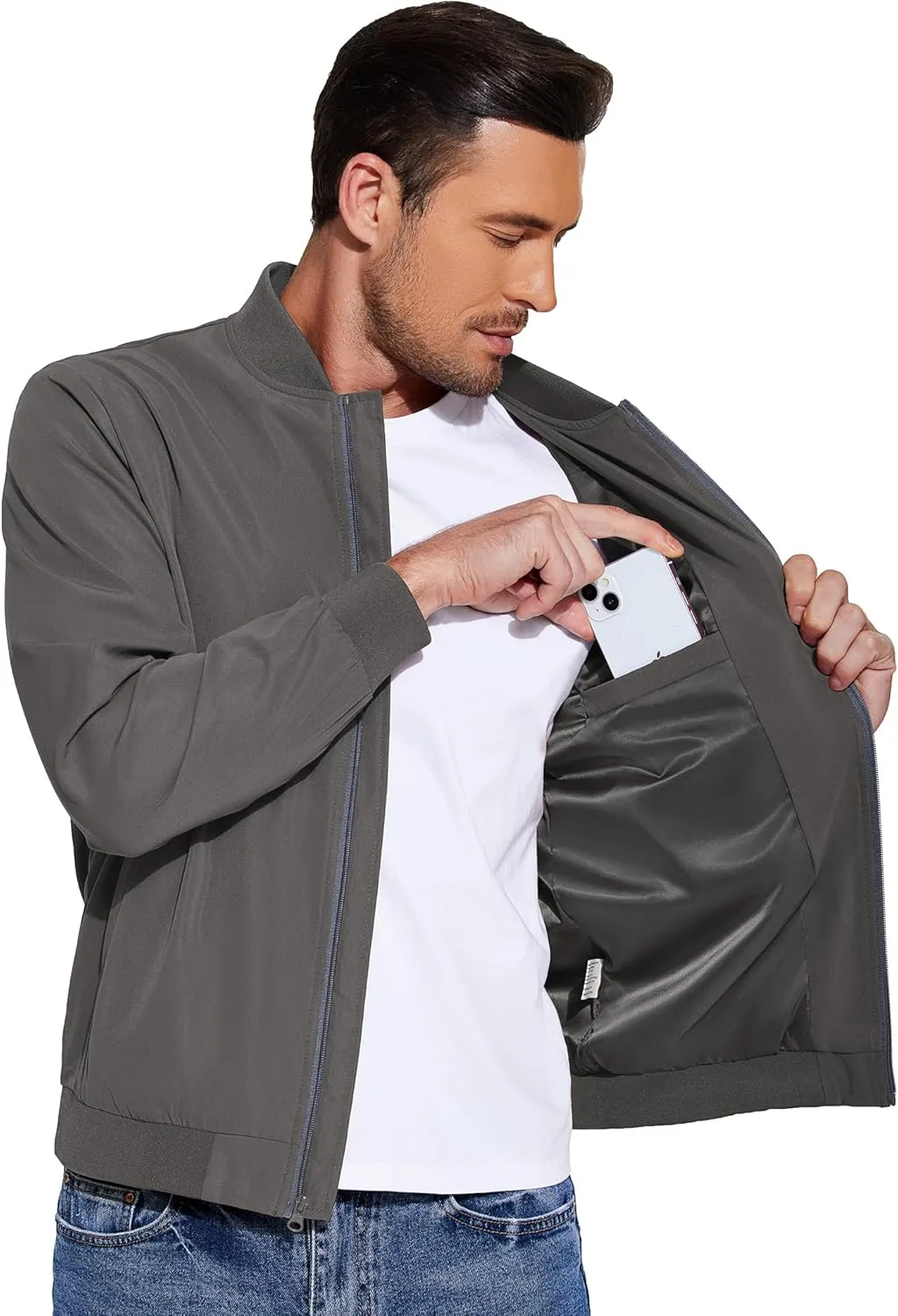 COOFANDY Men's Lightweight Bomber Jacket Casual Fashion Windbreaker Flight Zip Up Jackets Outdoor Coat