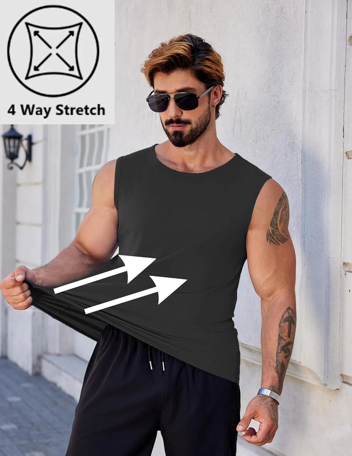 COOFANDY Men's Workout Tank Tops 1/2 Pack Dry Fit Sleeveless Muscle Gym Shirts Stretch Bodybuilding Tee