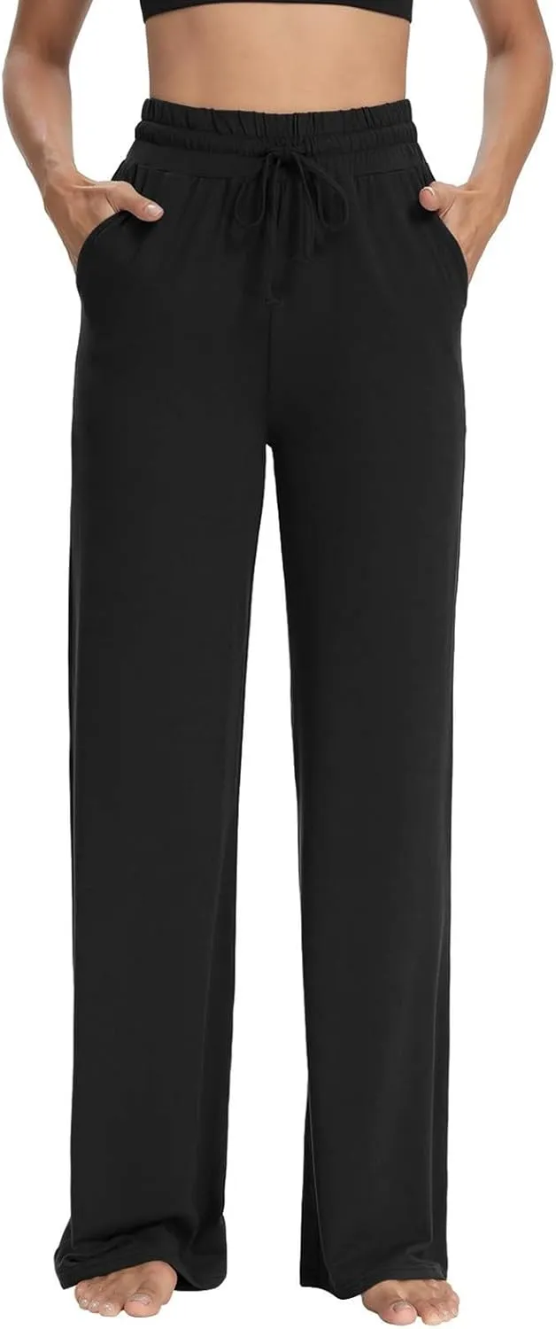 Cotton Linen Parachute Pants for Women Petite, Flowy Pants Wide Leg Summer High Waisted Trousers Cargo
