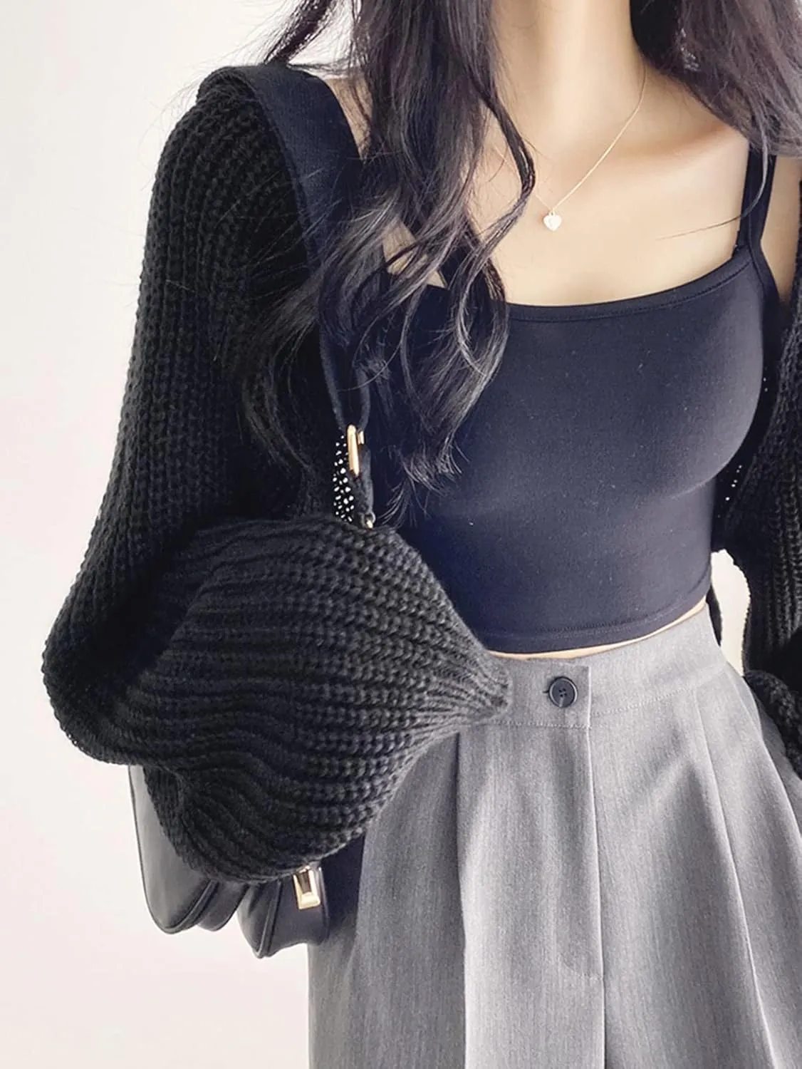 COZYEASE Women's Cropped Cardigan Sweaters Long Sleeve Open Front Knit Bolero Shrug Sweater Fall Outfits