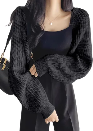 COZYEASE Women's Cropped Cardigan Sweaters Long Sleeve Open Front Knit Bolero Shrug Sweater Fall Outfits