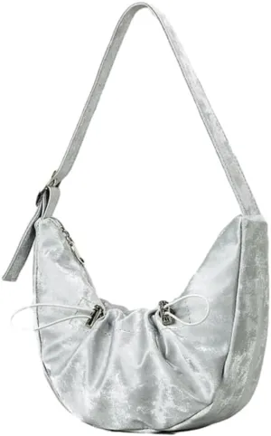 Crescent Bag Shoulder Bag for Women Dumpling Bag Trendy Bag Pleated Drawstring Bag Hobo Bag Lightweight Handbags