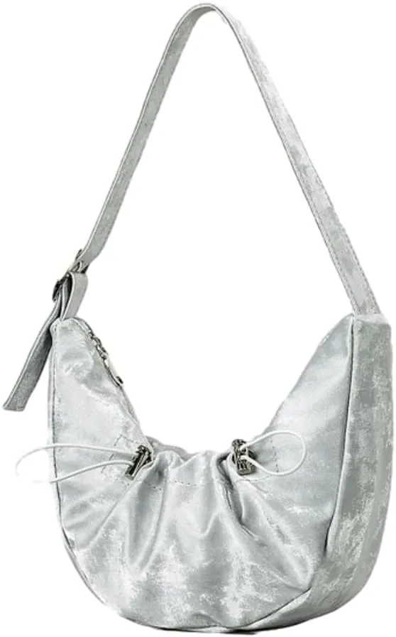 Crescent Bag Shoulder Bag for Women Dumpling Bag Trendy Bag Pleated Drawstring Bag Hobo Bag Lightweight Handbags