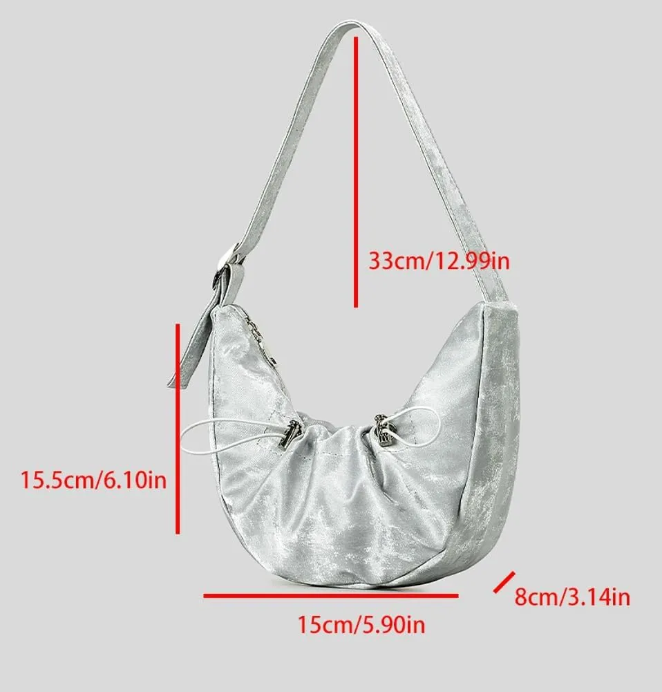 Crescent Bag Shoulder Bag for Women Dumpling Bag Trendy Bag Pleated Drawstring Bag Hobo Bag Lightweight Handbags