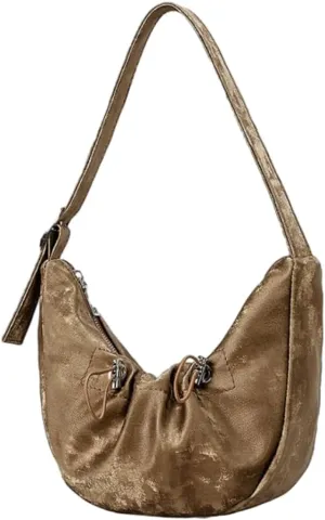 Crescent Bag Shoulder Bag for Women Dumpling Bag Trendy Bag Pleated Drawstring Bag Hobo Bag Lightweight Handbags
