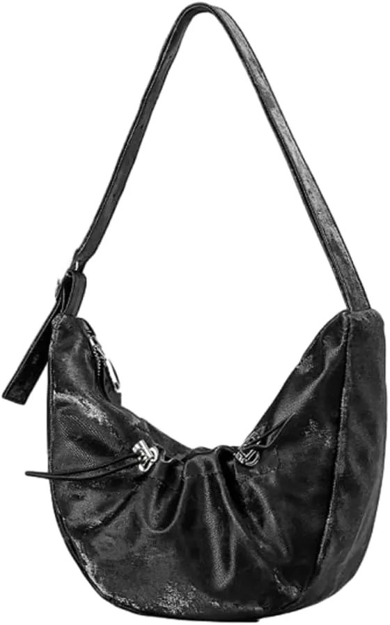 Crescent Bag Shoulder Bag for Women Dumpling Bag Trendy Bag Pleated Drawstring Bag Hobo Bag Lightweight Handbags
