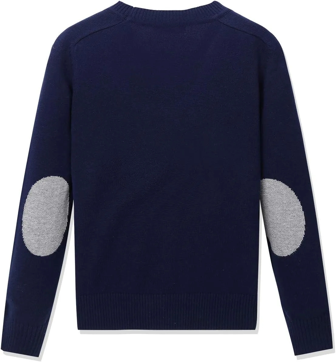 CUNYI Boys' Button-up Cardigan with Elbow Patches V-Neck Cotton Knit Sweater Casual Outerwear