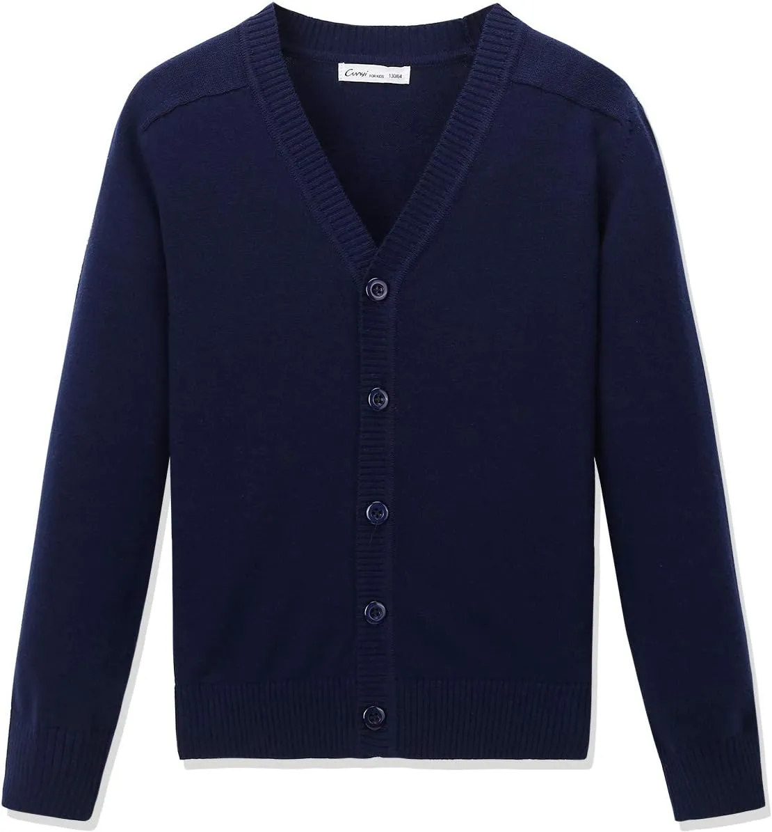 CUNYI Boys' Button-up Cardigan with Elbow Patches V-Neck Cotton Knit Sweater Casual Outerwear