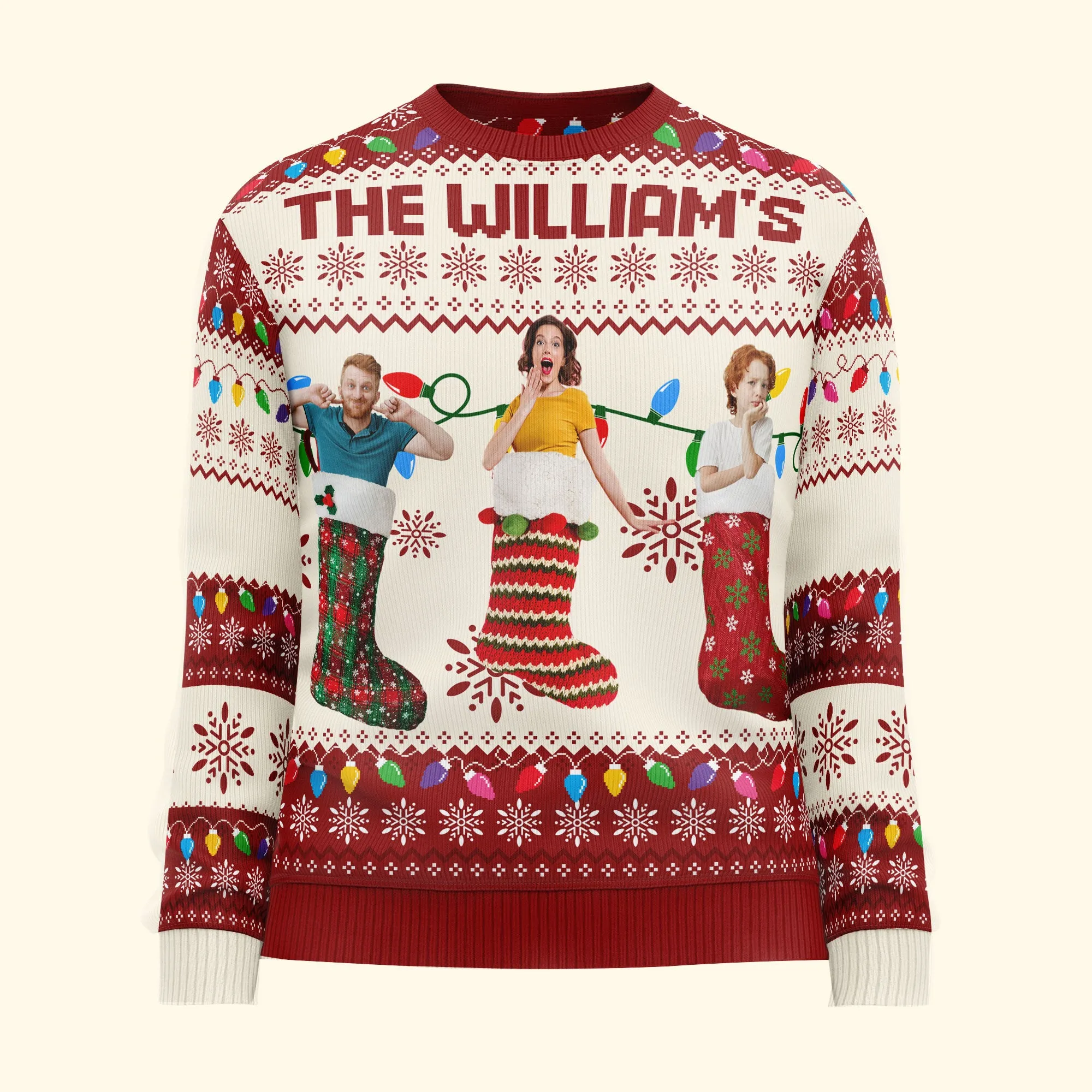Custom Christmas Socks Funny Family, Friends - Personalized Photo Ugly Sweater