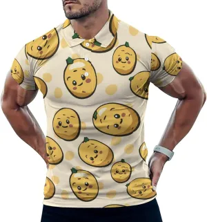 Cute Potato Mens Polo Shirts Quick Dry Short Sleeve Golf Slim Fit T Shirt