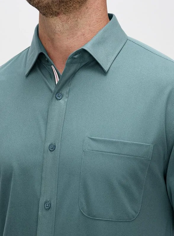 Damipow Mens Slim Fit Dress Shirts Long Sleeve Button Down Cotton Casual Business Shirt
