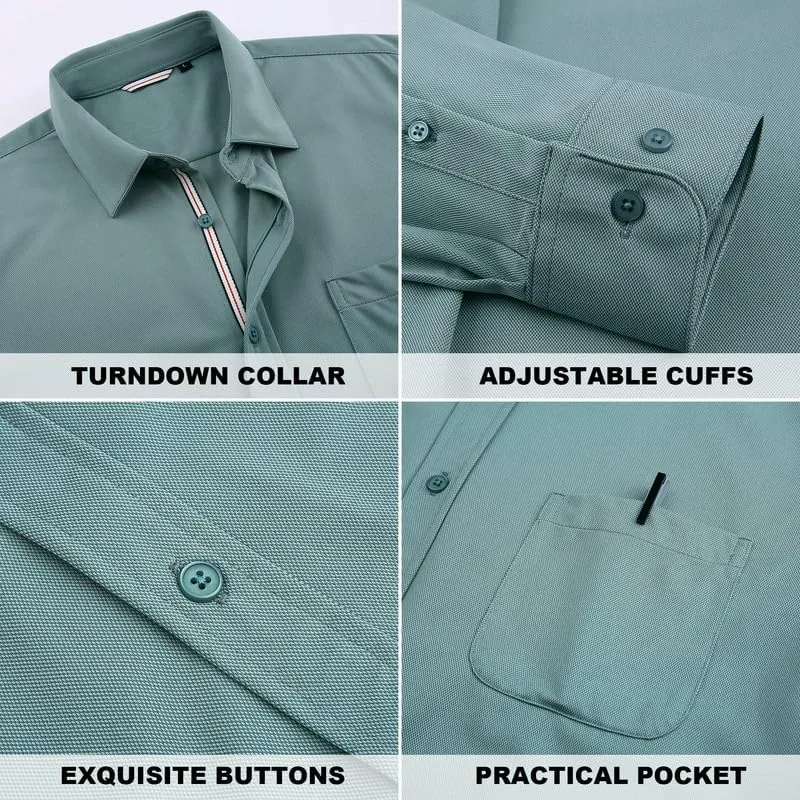 Damipow Mens Slim Fit Dress Shirts Long Sleeve Button Down Cotton Casual Business Shirt