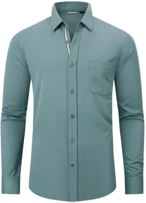 Damipow Mens Slim Fit Dress Shirts Long Sleeve Button Down Cotton Casual Business Shirt