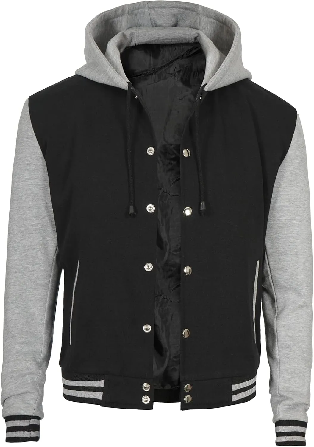 Decrum Hooded Varsity Jacket Men - High School Letterman Bomber Style Hoodie Baseball Jackets for Men