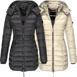 DGHM-JLMY 2 Pack Women's Warm Mid Long Down Jacket Quilted Lightweight Puffer Jacket Packable Hooded Slim Fit Puffer Coat