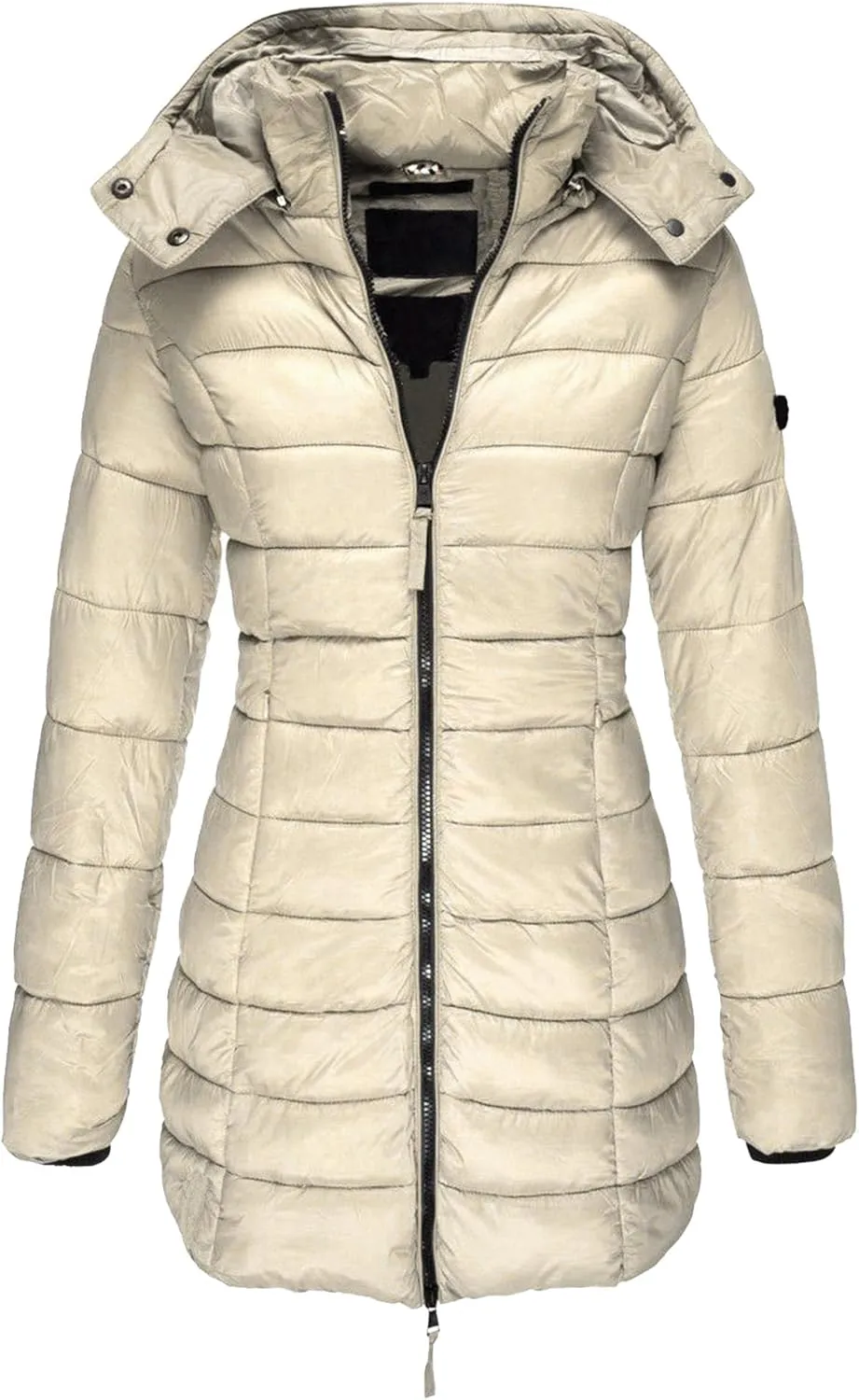 DGHM-JLMY 2 Pack Women's Warm Mid Long Down Jacket Quilted Lightweight Puffer Jacket Packable Hooded Slim Fit Puffer Coat