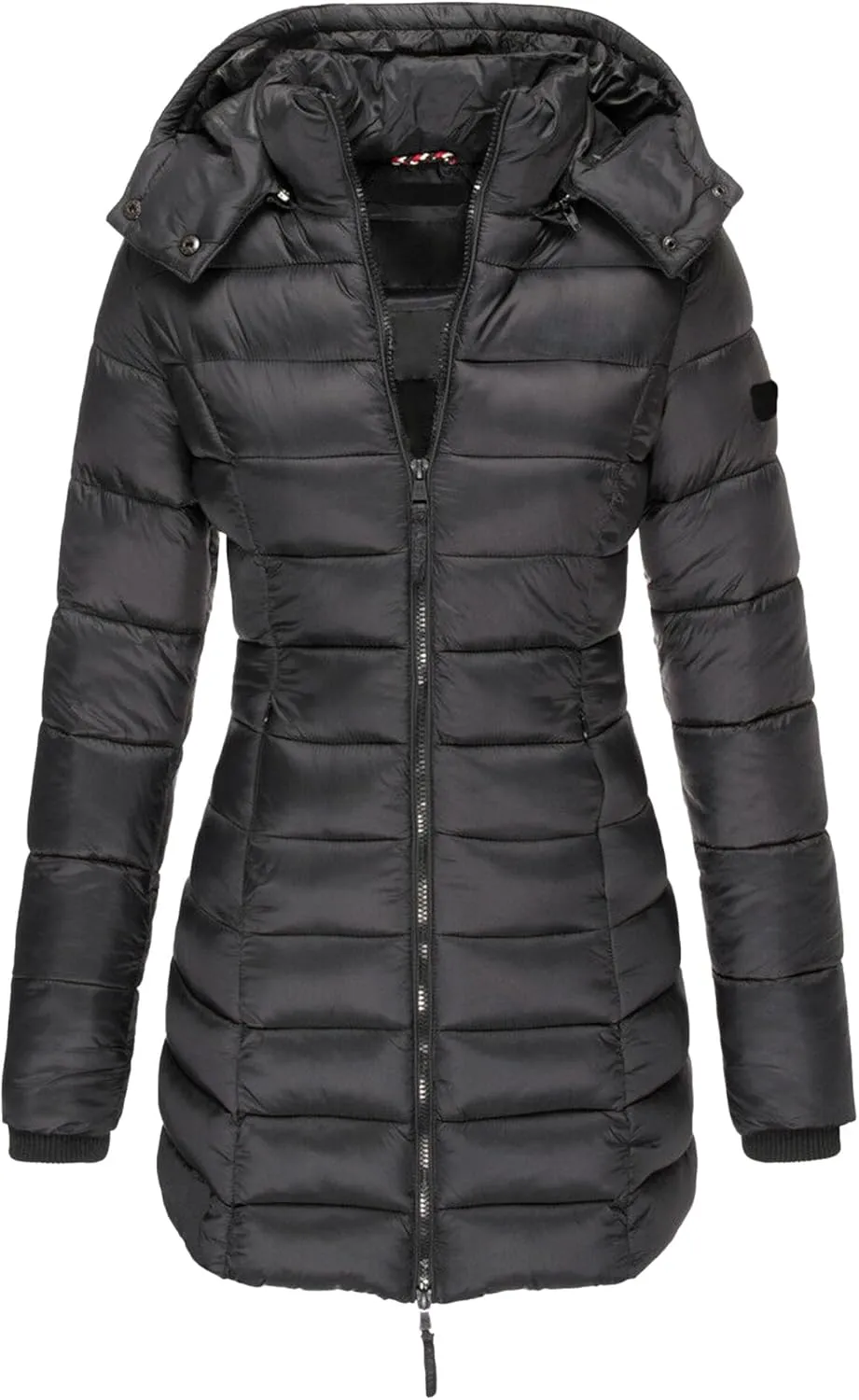 DGHM-JLMY 2 Pack Women's Warm Mid Long Down Jacket Quilted Lightweight Puffer Jacket Packable Hooded Slim Fit Puffer Coat