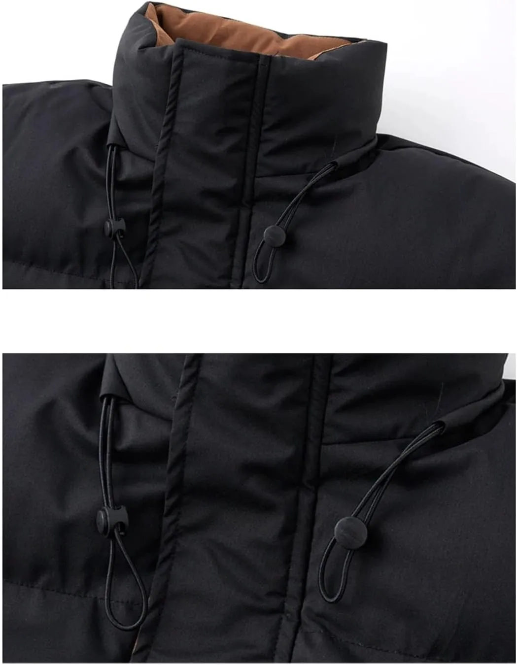 Disimlarl Men Patchwork Thicken Coat Stand Collar Parka Down Coat Street Zip Up Cotton-Padded Jacket