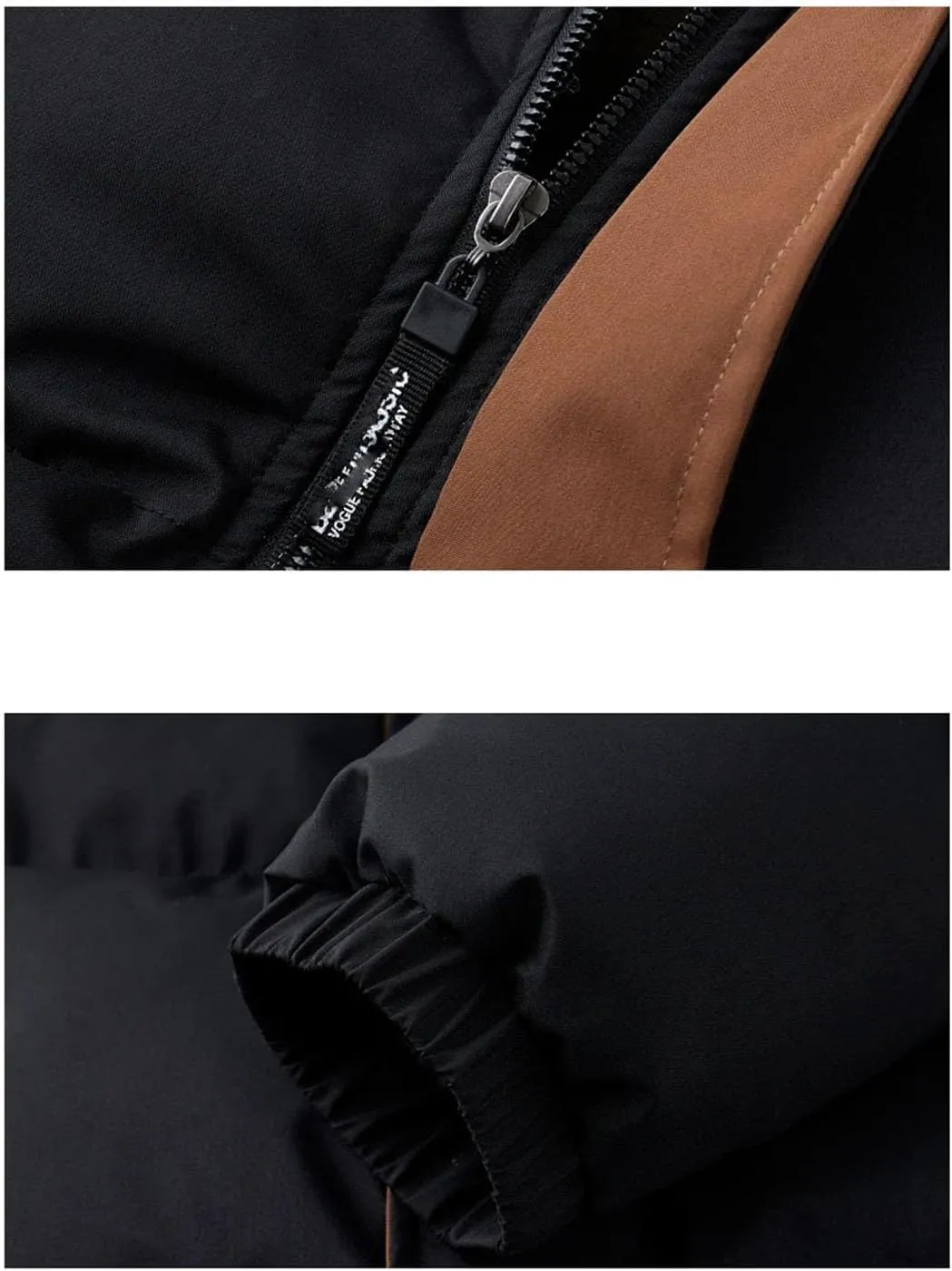 Disimlarl Men Patchwork Thicken Coat Stand Collar Parka Down Coat Street Zip Up Cotton-Padded Jacket
