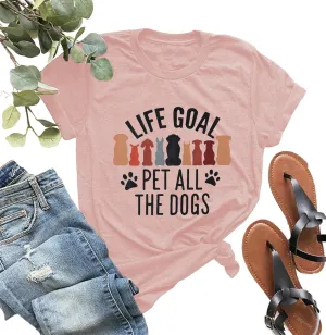 Dog Mom T-Shirt for Women - Pet Lover Shirt With Funny Saying Letter Print - All The Dogs Dog Mama Tee Top